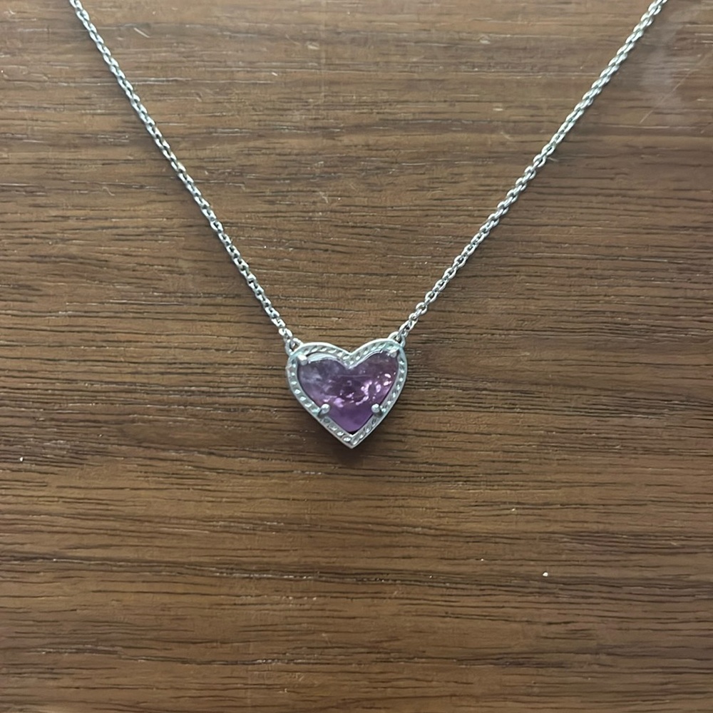 Kendra Scott Silver purple heart necklace